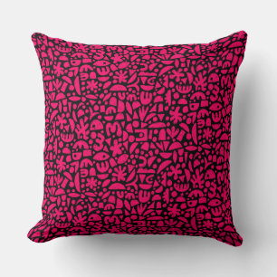 Shapes Abstract 140821 - Neon Red on Black Throw Pillow