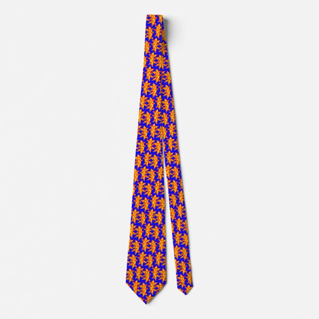 Shapes - Amber & Red on Blue Neck Tie (Front)