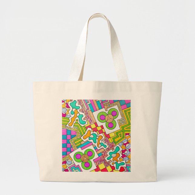 Shapes Amoebas and Patterns Large Tote Bag (Front)