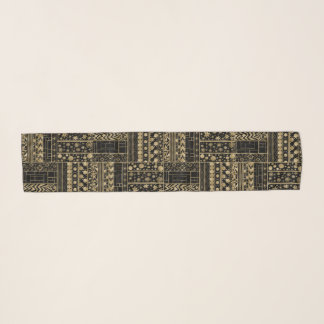 Shapes and Flowers Tangle in Black and Gold Scarf