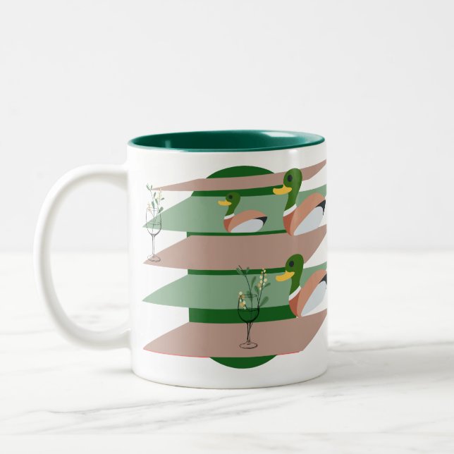 Shapes, ducks Two-Tone coffee mug (Left)