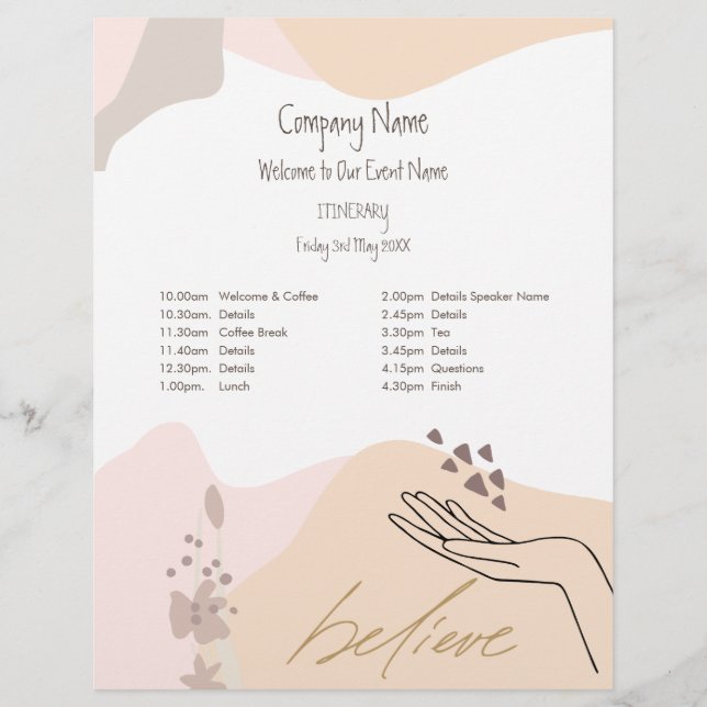 Shapes Hand Business Motivational Event Itinerary Letterhead (Front)