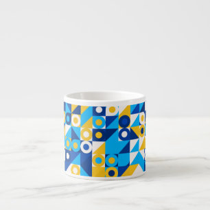 Shapes In Blue-Yellow Trendy Seamless Pattern Espresso Cup