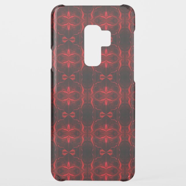 Shapes in red floating on black background  uncommon samsung galaxy case (Back)