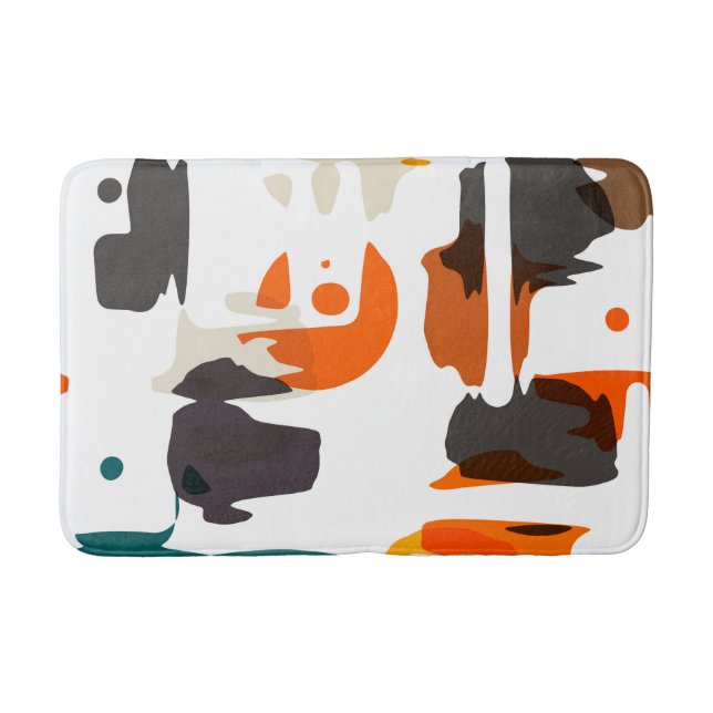Shapes in retro colors abstract design bath mat (Front)