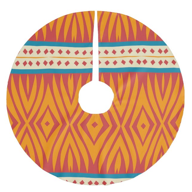 Shapes in retro colors brushed polyester tree skirt (Front)