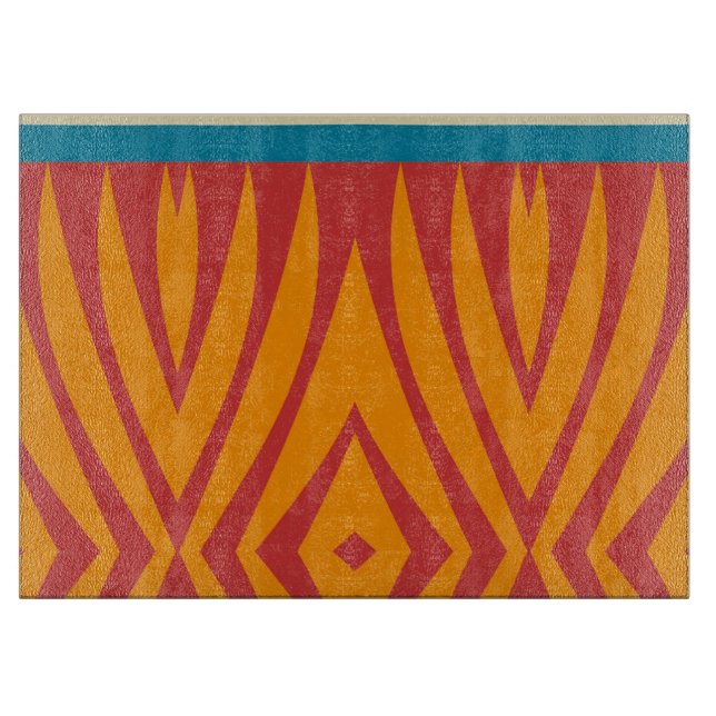 Shapes in retro colors cutting board (Front)