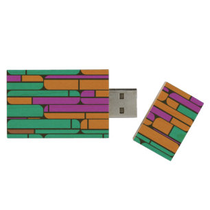 Shapes in retro colors wood flash drive