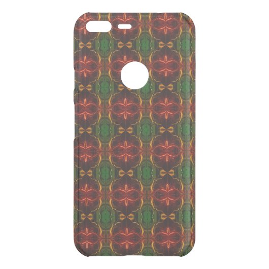 Shapes of "red strokes float" on green background uncommon google pixel XL case (Back)