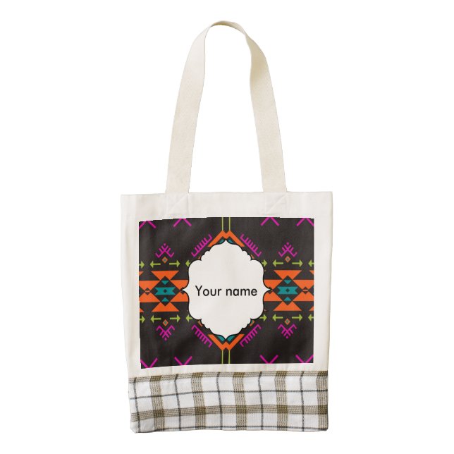 Shapes on a black background 54rt zazzle HEART tote bag (Front)
