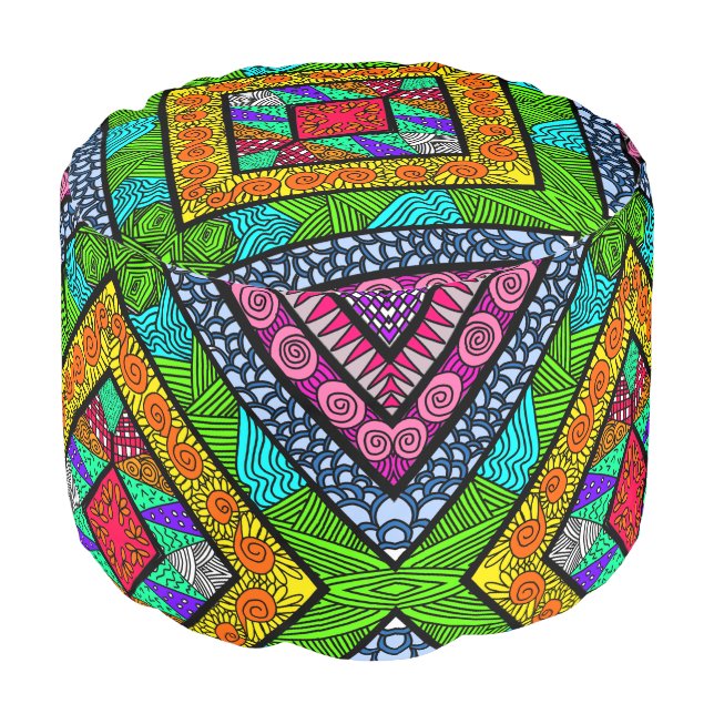 Shapes on different colors on a pillow (Angled Front)