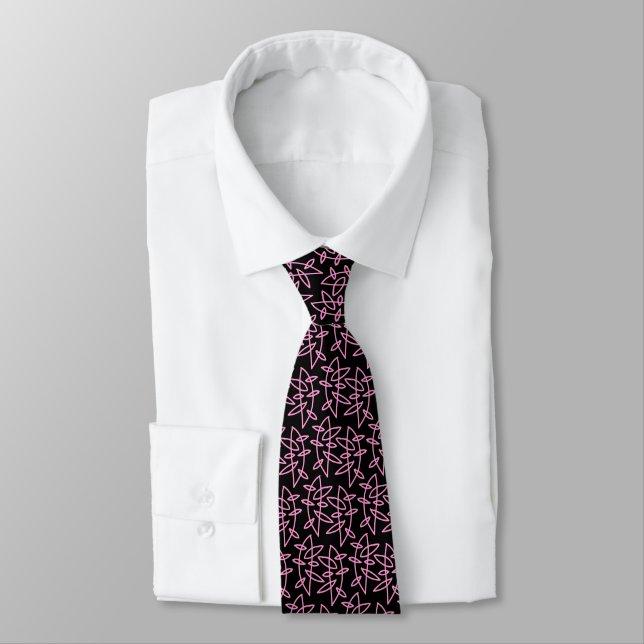 Shapes - Pink on Black Neck Tie (Tied)