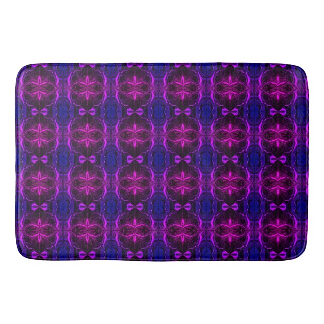 Shapes, "pink strokes float" on blue background?  bath mat (Front)