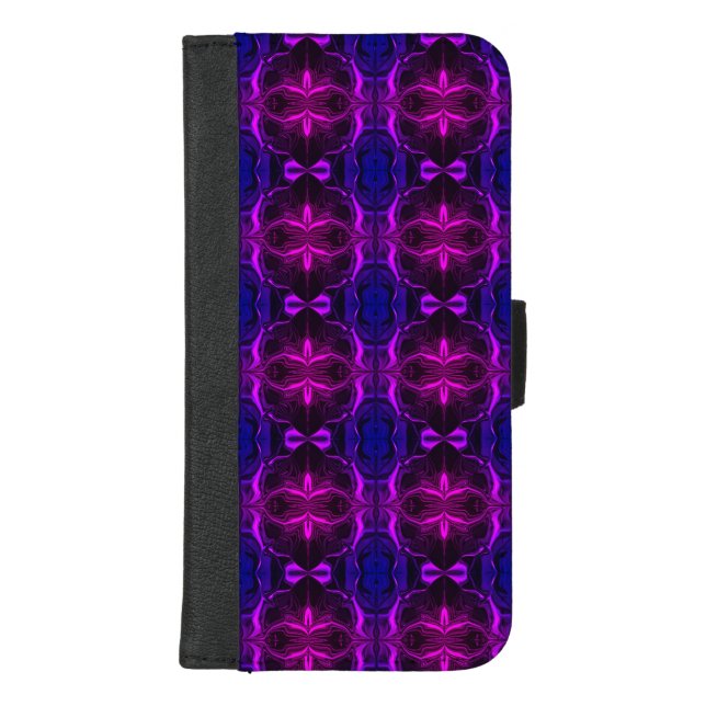 Shapes, "pink strokes float" on blue background?  iPhone wallet case (Front)