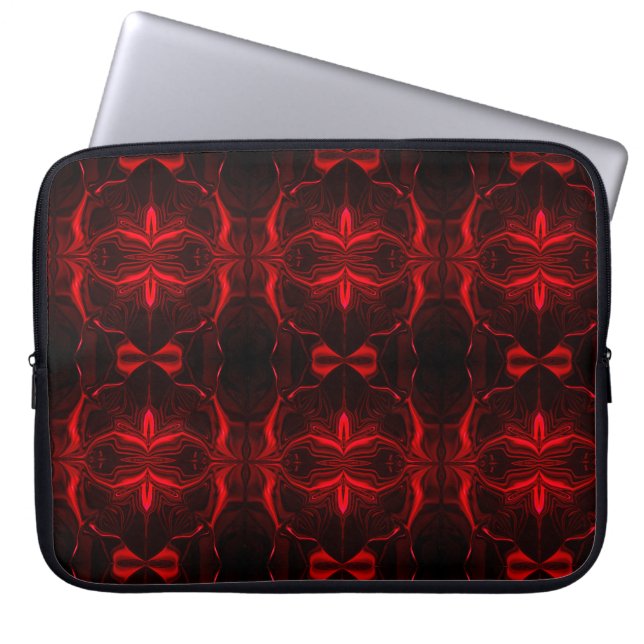 Shapes, "red strokes float" on dark background?   laptop sleeve (Front)