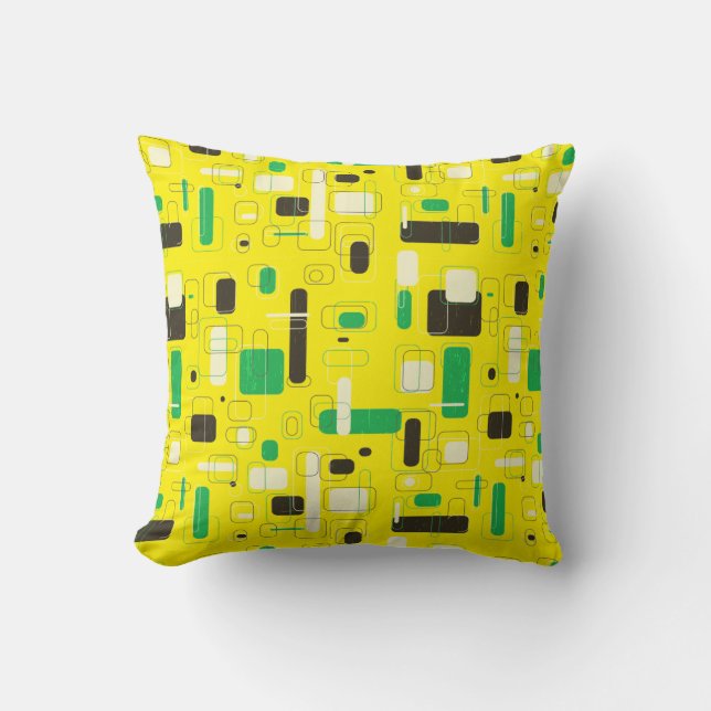 Shapes Yellow Throw Pillow (Front)