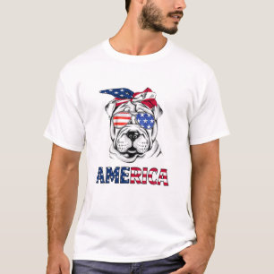 Shar Pei American Flag Shar Pei Mom Shar Pei 4Th O T-Shirt