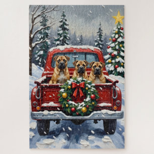 Shar Pei Christmas Red Truck Holiday Jigsaw Puzzle