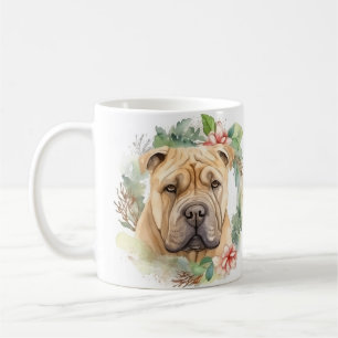 Shar Pei Christmas Wreath Festive Pup Coffee Mug