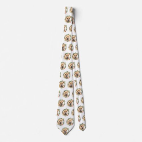 Shar Pei Christmas Wreath Festive Pup  Neck Tie