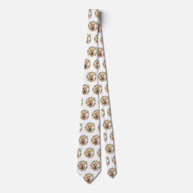 Shar Pei Christmas Wreath Festive Pup  Neck Tie (Front)