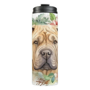 Shar Pei Christmas Wreath Festive Pup Thermal Tumbler