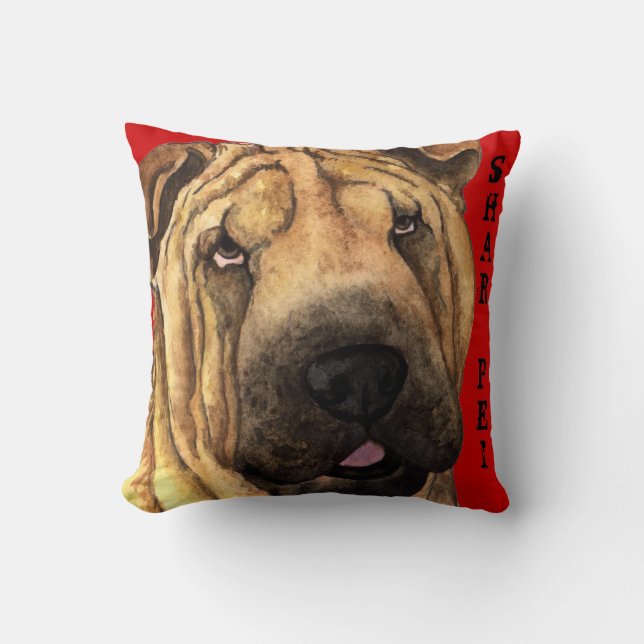 Shar-Pei Color Block Throw Pillow (Front)