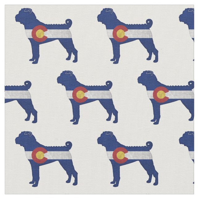 Shar-Pei Colorado Flag Dog Silhouette Multi Fabric (Close Up)