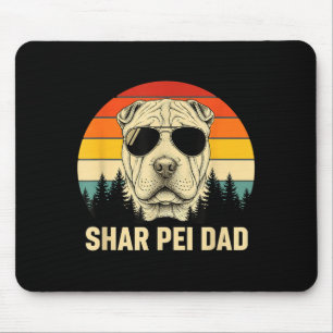 Shar Pei Dad Retro Sunset Design - Vintage Dog Dad Mouse Pad
