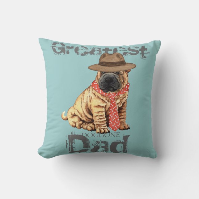 Shar-Pei Dad Throw Pillow (Front)