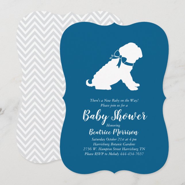 Shar-Pei Dog Baby Shower Blue Boy Invitation (Front/Back)