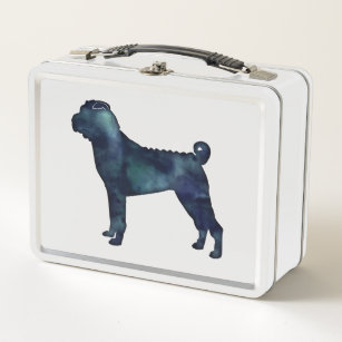 Shar-Pei Dog Breed Black Watercolor Silhouette Metal Lunch Box
