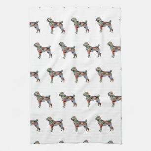 Shar-Pei Dog Breed Geo Silhouette Plaid Kitchen Towel