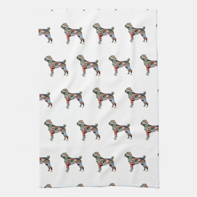 Shar-Pei Dog Breed Geo Silhouette Plaid Kitchen Towel (Vertical)
