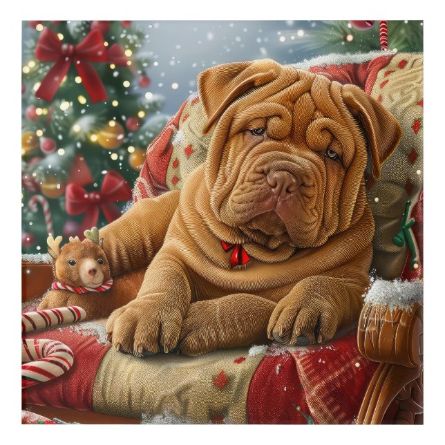 Shar Pei Dog Christmas Festive Acrylic Print (Front)