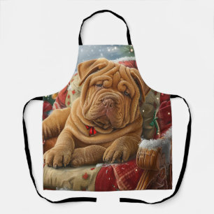 Shar Pei Dog Christmas Festive Apron
