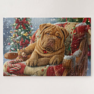 Shar Pei Dog Christmas Festive Jigsaw Puzzle