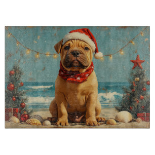 Shar Pei Dog Christmas Vintage Beach Cutting Board