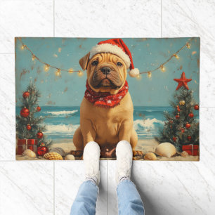 Shar Pei Dog Christmas Vintage Beach Doormat