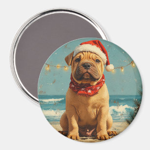 Shar Pei Dog Christmas Vintage Beach Magnet