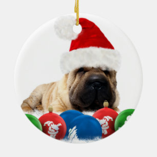 Shar Pei Dog Circle Ornament
