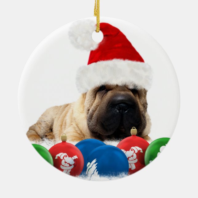 Shar Pei Dog Circle Ornament (Back)