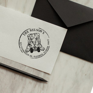 Shar Pei Dog Family Return Address Rubber Stamp