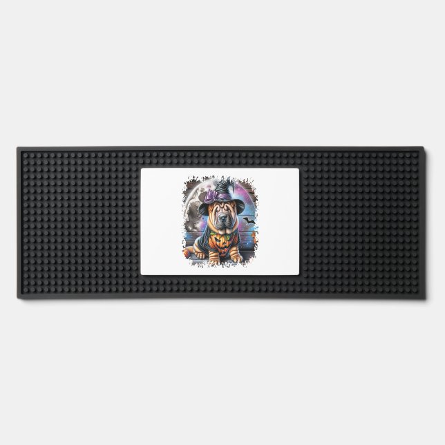 Shar Pei Dog Halloween Square Bar Mat (Front)
