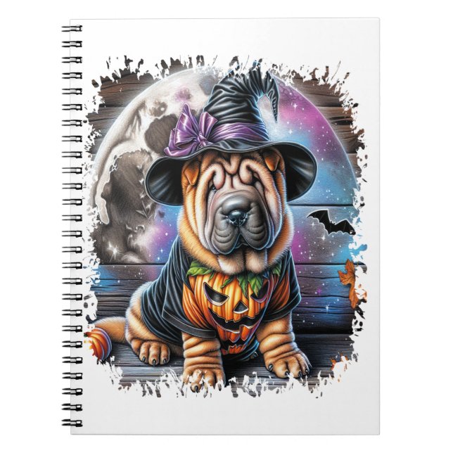 Shar Pei Dog Halloween Square Notebook (Front)