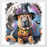 Shar Pei Dog Halloween Square Wall Decal