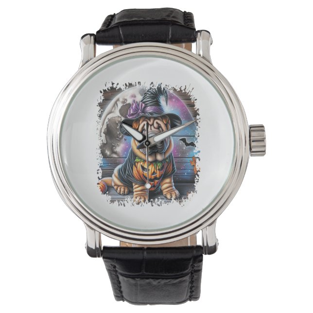 Shar Pei Dog Halloween Square Watch (Front)