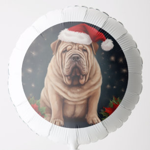 Shar Pei Dog in Snow Christmas  Balloon