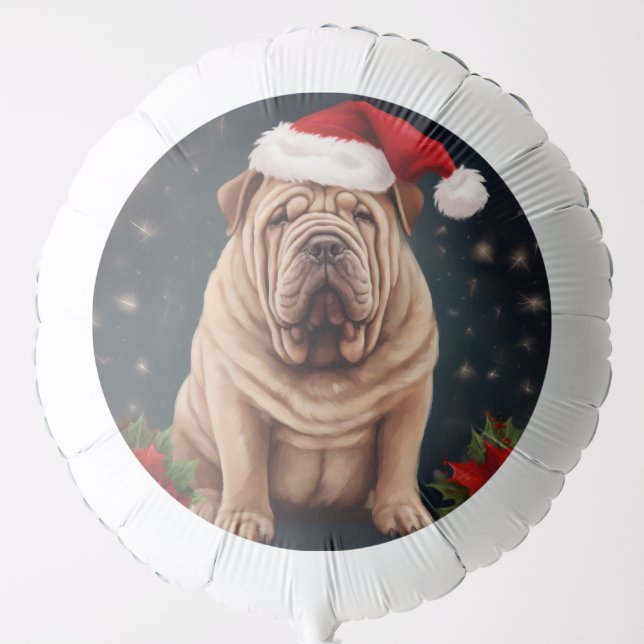 Shar Pei Dog in Snow Christmas  Balloon (Front)
