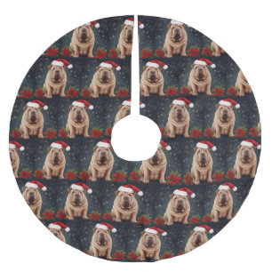 Shar Pei Dog in Snow Christmas  Brushed Polyester Tree Skirt